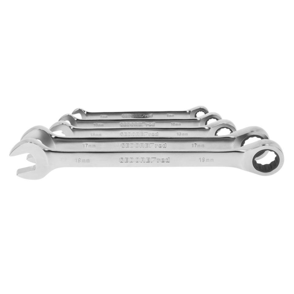 GEDORE punane Ratchet Spanner Set metric 5-osaline