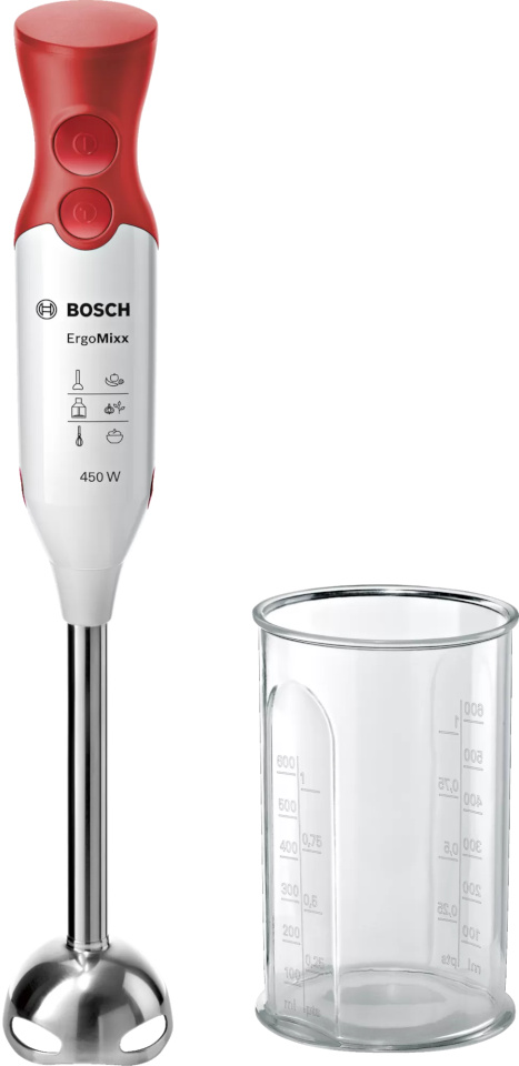 Bosch saumikser MSM64110 ErgoMixx Hand Mixer 450W, valge/punane