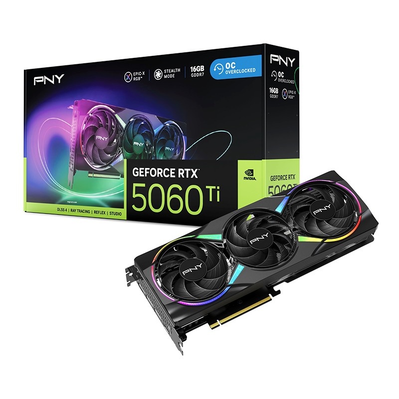 PNY videokaart PNY RTX5060 TI VERTO ARGB OC Triple Fan 16GB GDDR7 HDMI 3x