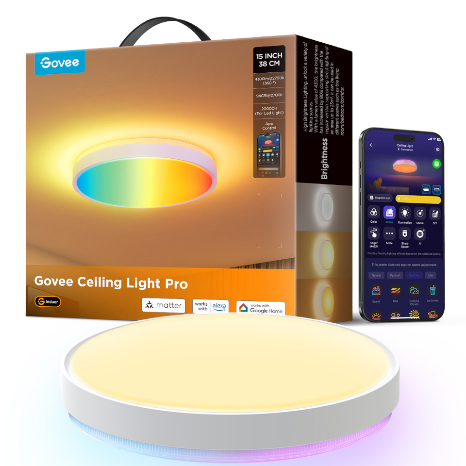 Govee laelamp H60A6C01 Round Smart Ceiling Light, valge