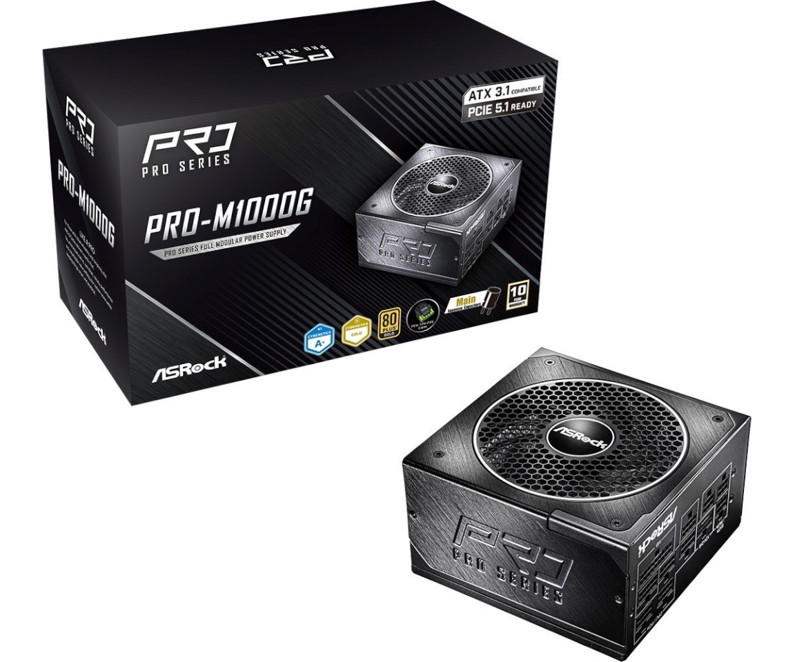 ASRock toiteplokk 1000W 80 PLUS kuldne power supply unit