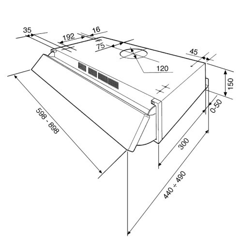 SMEG õhupuhastaja KSEIR62NE2 integreeritav, 60 cm, 225 m3/h, 68 dB, must