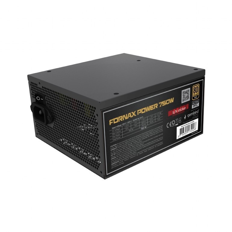 Gembird toiteplokk Power supply Fornax Power 750W 80+kuldne active PFC 120mm fan