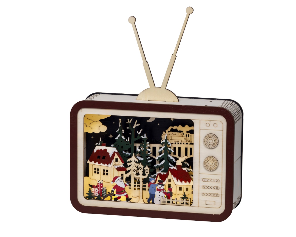 Lumineo jõuludekoratsioon Retro TV Table Decoration with Lights, Warm White, pruun