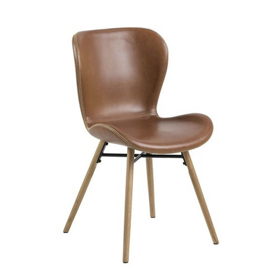 H4Y tool BATILDA 47x56xH82,5cm, iste/seljatugi: kunstnahk, värvus: brändi, jalad: tamm, must metall