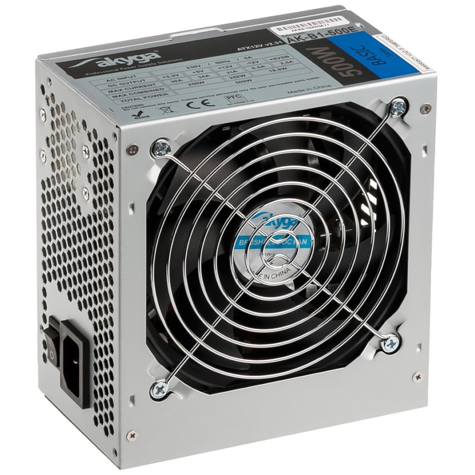 Akyga toiteplokk power supply unit 500W 20+4 pin ATX ATX hall