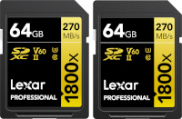 Lexar mälukaart SDXC 64GB Professional 1800x UHS-II U3 V60, 2-pakk
