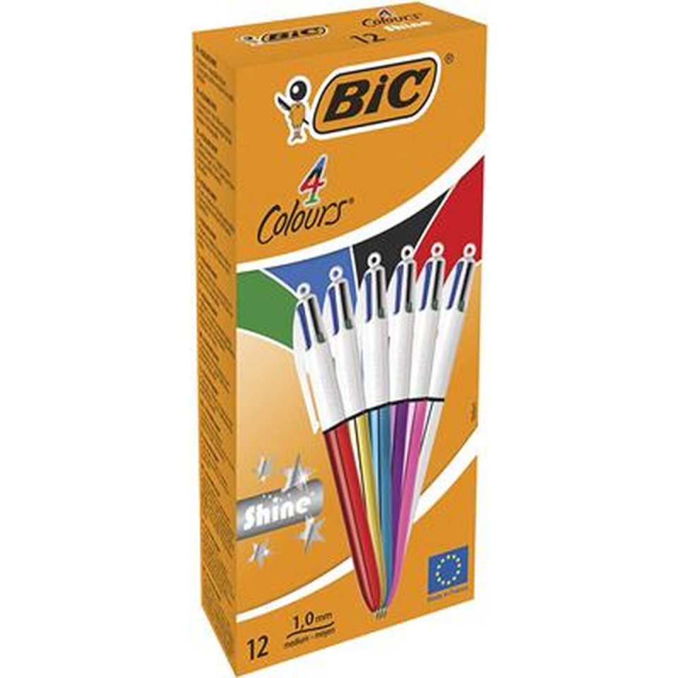 Bic Biro pastapliiatsite komplekt Shine Silver valge Mitmevärviline 12 Tükid, osad