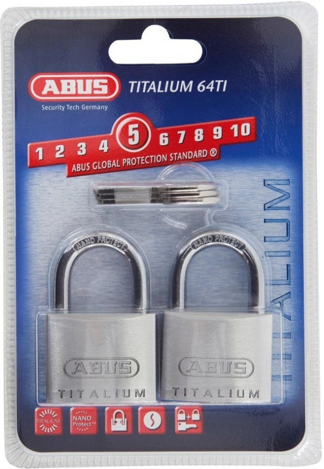 ABUS tabalukk 64TI/40, Titalium, 23 mm, topeltpakk
