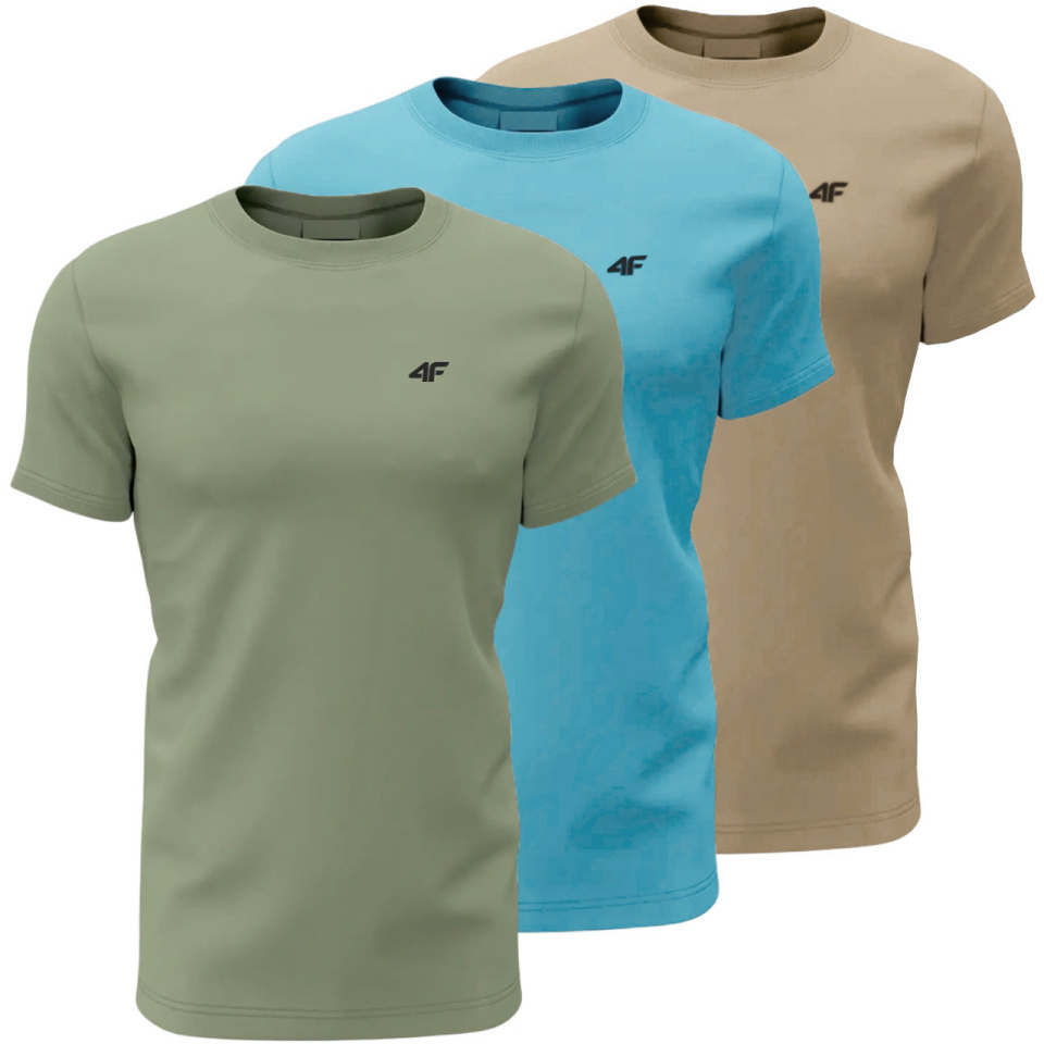 4F T-särk meestele M4481 3pak roheline, sinine, beež 4FWSS26TTSHM4481 90S 5XL