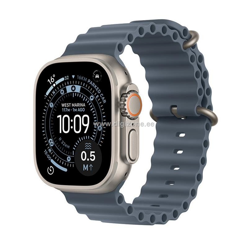 Apple Watch Ultra 3 GPS + Cellular 49mm Natural Titanium Case with Anchor Blue Ocean Band, Small