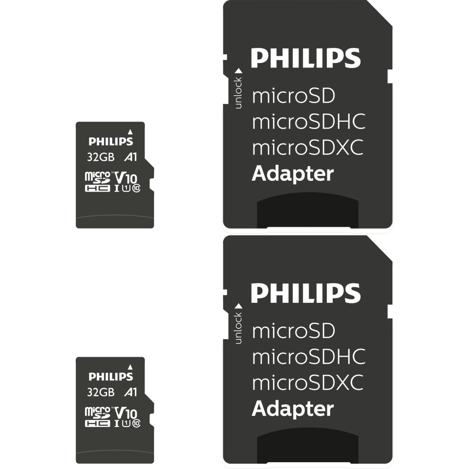 Philips mälukaart microSDHC 2-pakk 32GB Class 10 UHS-I U1 + Adapter