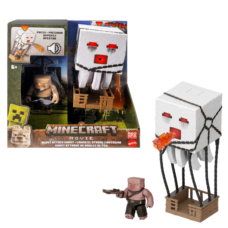 Mattel Minecraft Movie Ghast mit Feuerattacke (Actionfigur-Set mit Lichteffekten)