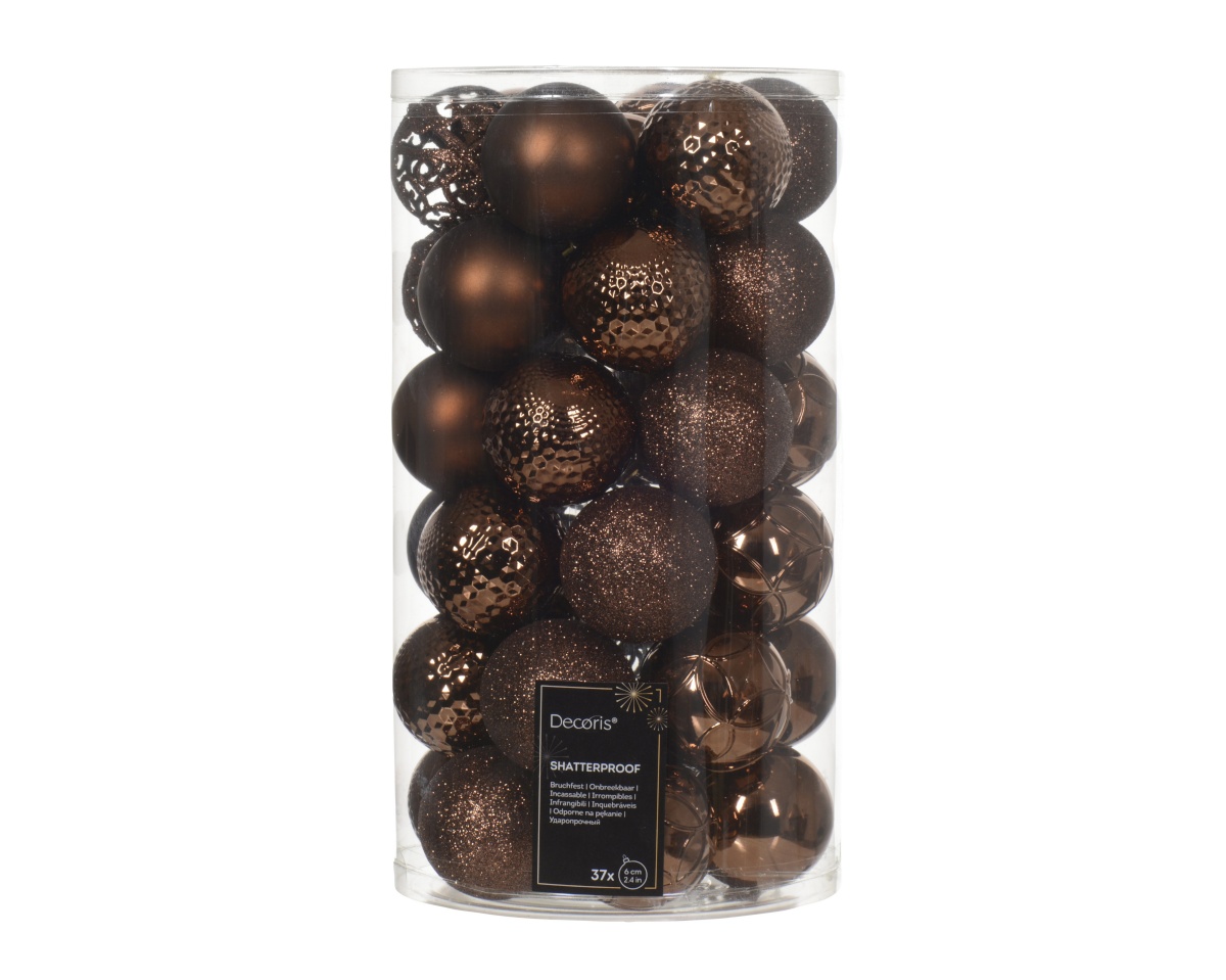 Decoris jõuluehted Shatterproof Christmas Tree Decoration Set, 6cm, Cappuccino, 37tk
