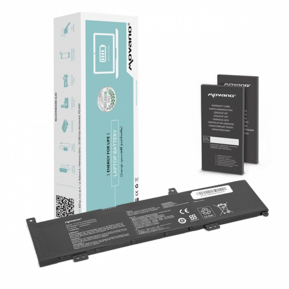 Movano sülearvuti aku C31N1636 for ASUS VivoBook X580 X580VD X580VN N580VN N580VD - 4100 mAh (47 Wh)