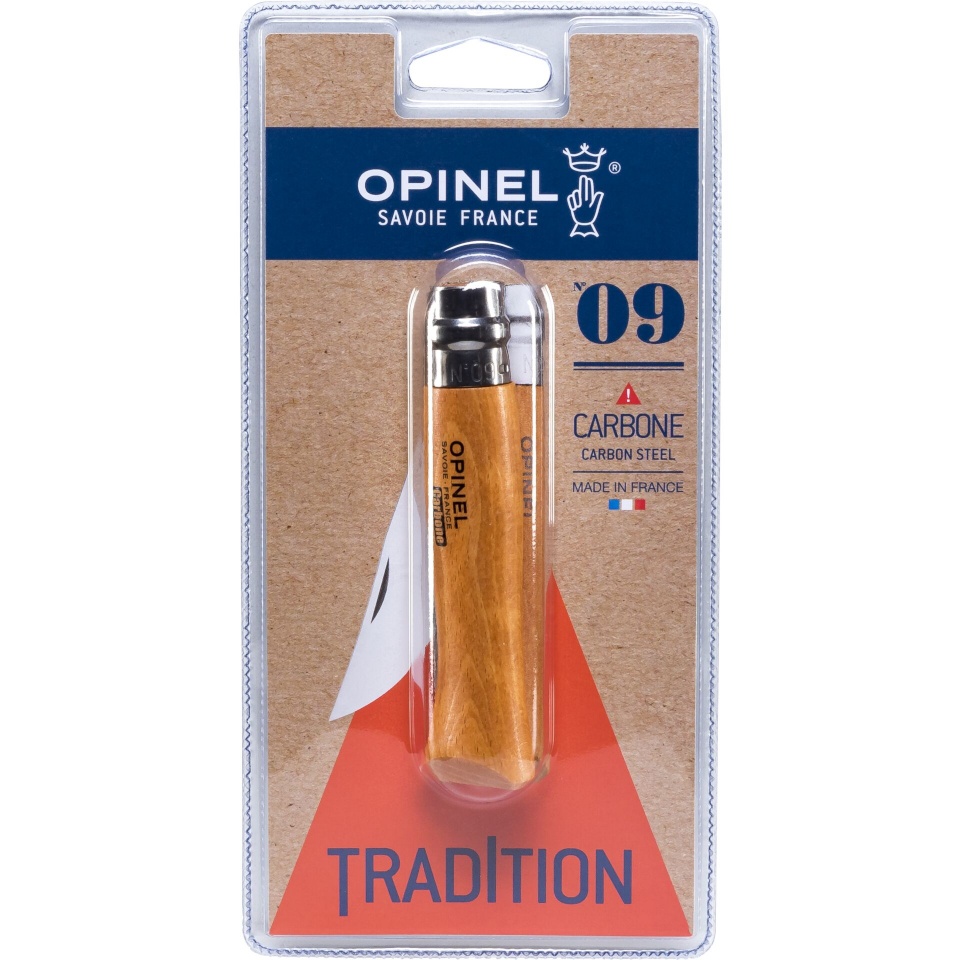 Opinel taskunuga No. 09 carbon blade with wood handle