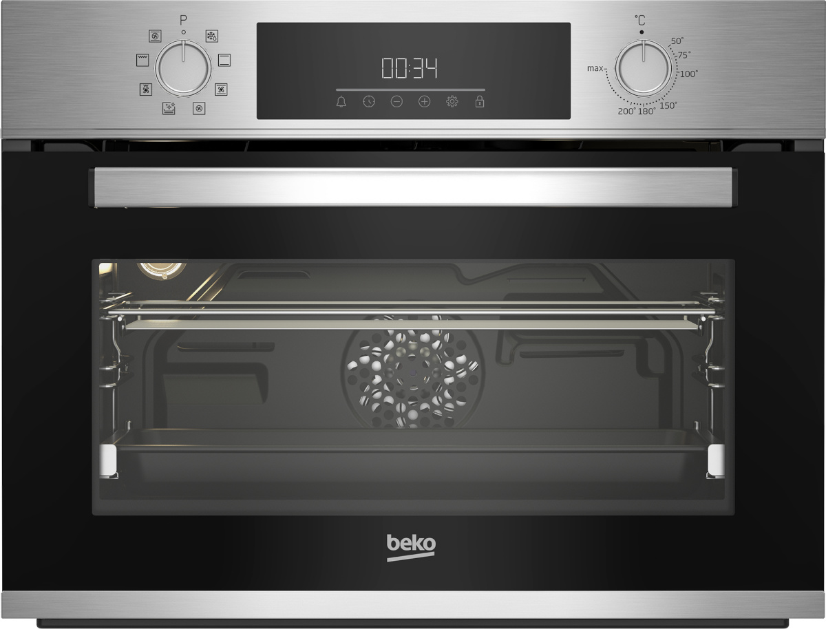 Beko integreeritav kompaktahi BBCM12300X Built-In Compact Oven, roostevaba teras/must