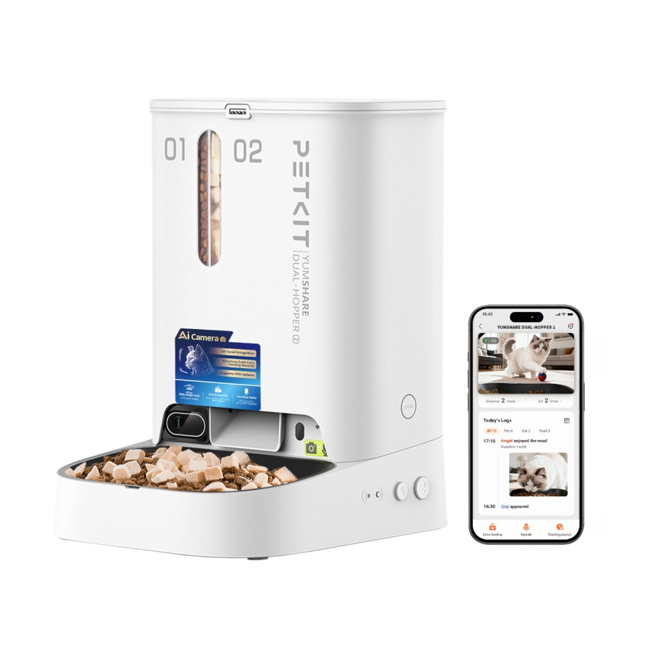 Petkit sööginõu lemmikloomale YumShare Dual-hopper 2 Automatic Feeder with Camera | Capacity 5 L | Material ABS, 304 stainless steel | valge
