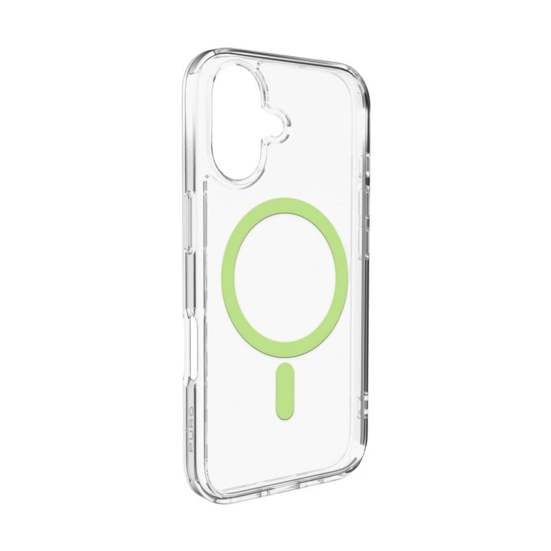 Puro Lite Mag Case Compatible with MagSafe for iPhone 17 - Transparent with Green Ring / iPhone 17