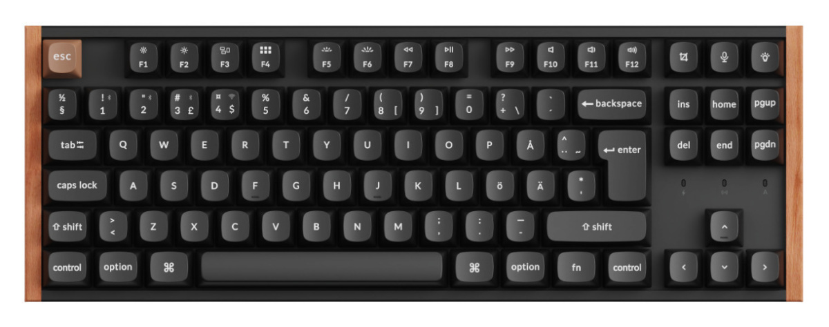 Keychron mänguriklaviatuur K8 HE SE 80% must/puit