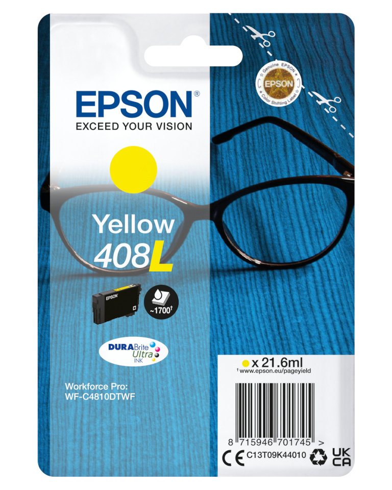 Epson tindikassett Epson 408 kollane XL T09K4