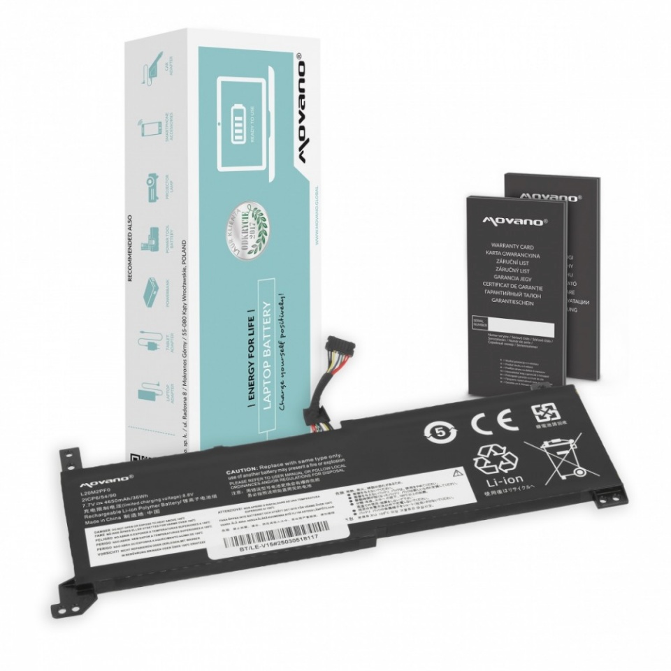Movano sülearvuti aku L20M2PF0 L20C2PF0 L20L2PF0 for Lenovo V14 V15 V17 G2-ALC G2-ITL - 4650 mAh (36 Wh)