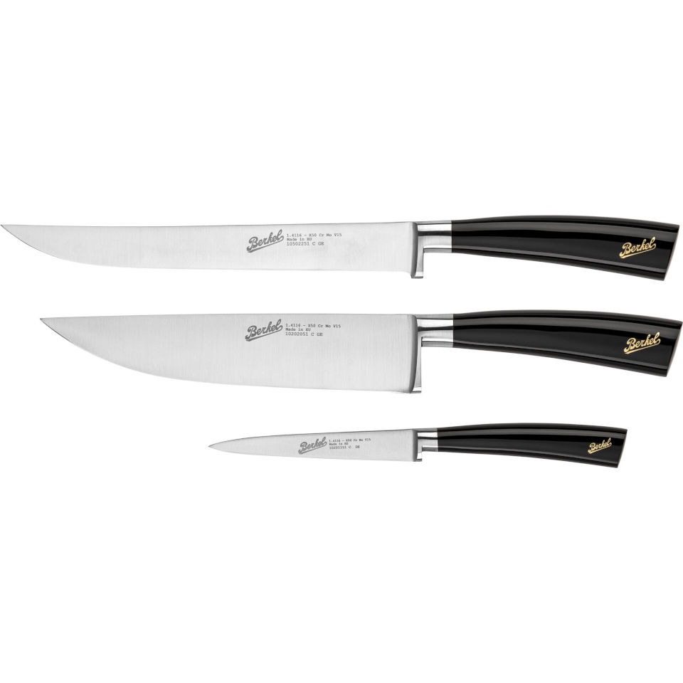 Berkel kööginuga Elegance must Glossy Chef-Set 3-osaline
