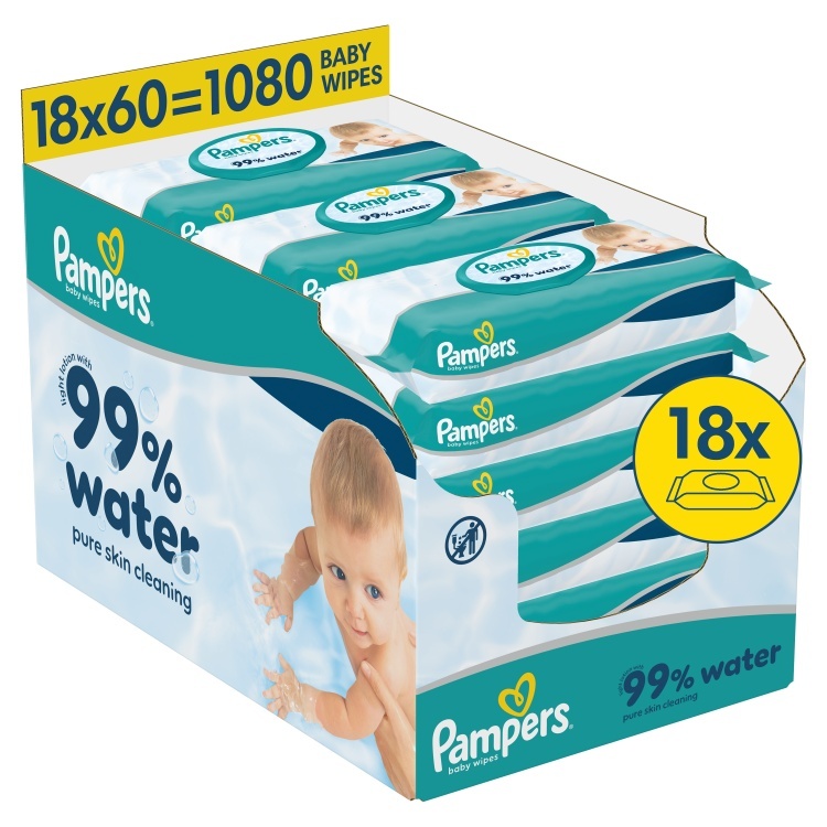 Pampers salvrätid Aqua niisked beebisalvrätid, 18 pakki, 1080 niisket salvrätikut
