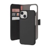 Puro Wallet Detachable MagSafe 2-in-1 PU Leather Case with Flap and Wallet for iPhone 15 - Black