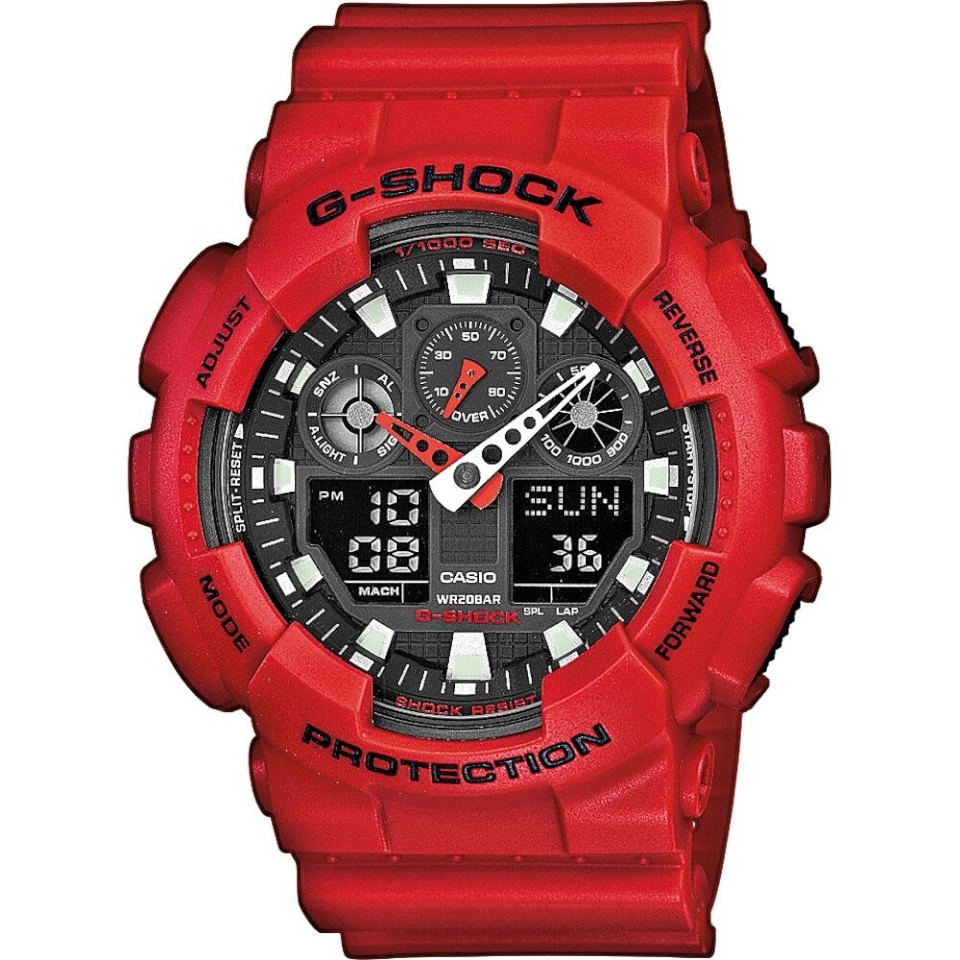 Casio käekell G-Shock GA-100B-4AER Herenhorloge 51 mm - Rood