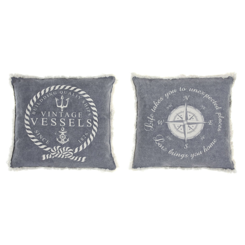 DKD Home Decor padi sinine valge Narmad Vahemere mereväesinine 45x10x45cm (2 Ühikut)