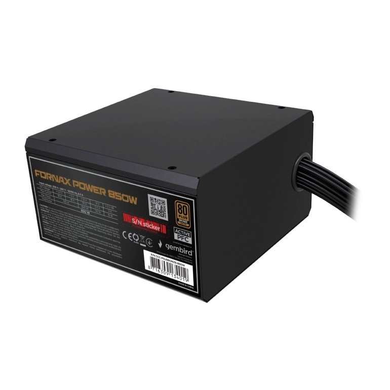 Gembird toiteplokk Power supply Fornax Power 850W 80+Bronze active PFC 120mm fan