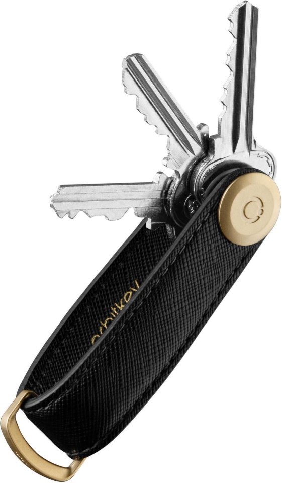 Orbitkey võtmehoidja Saffiano Leather Key Organiser, must/kuldne