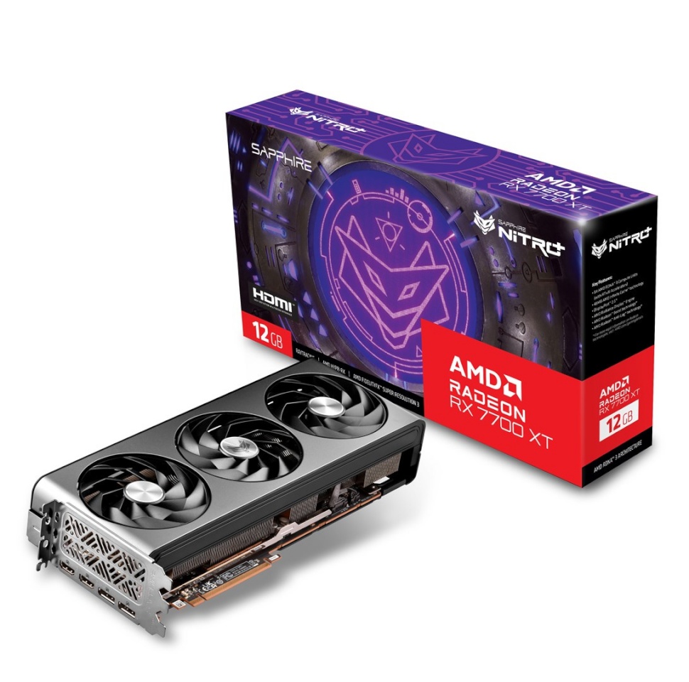 Sapphire videokaart Radeon RX7700XT Gaming OC Nitro+ 12GB GDDR6 HDMI