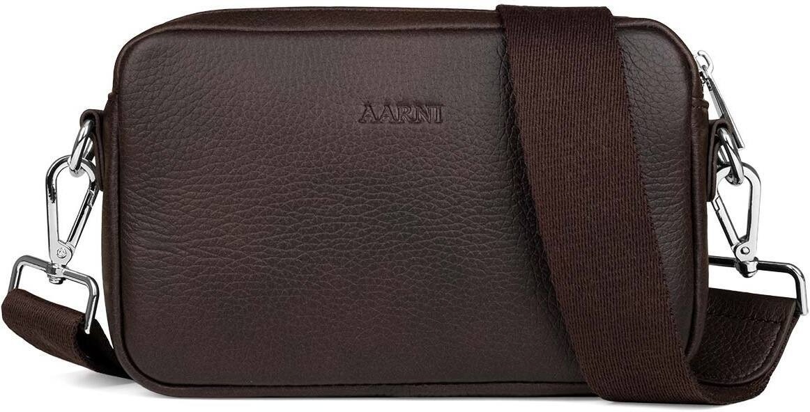 Aarni õlakott Crossbody Bag, tumepruun, hõbedane tõmblukk