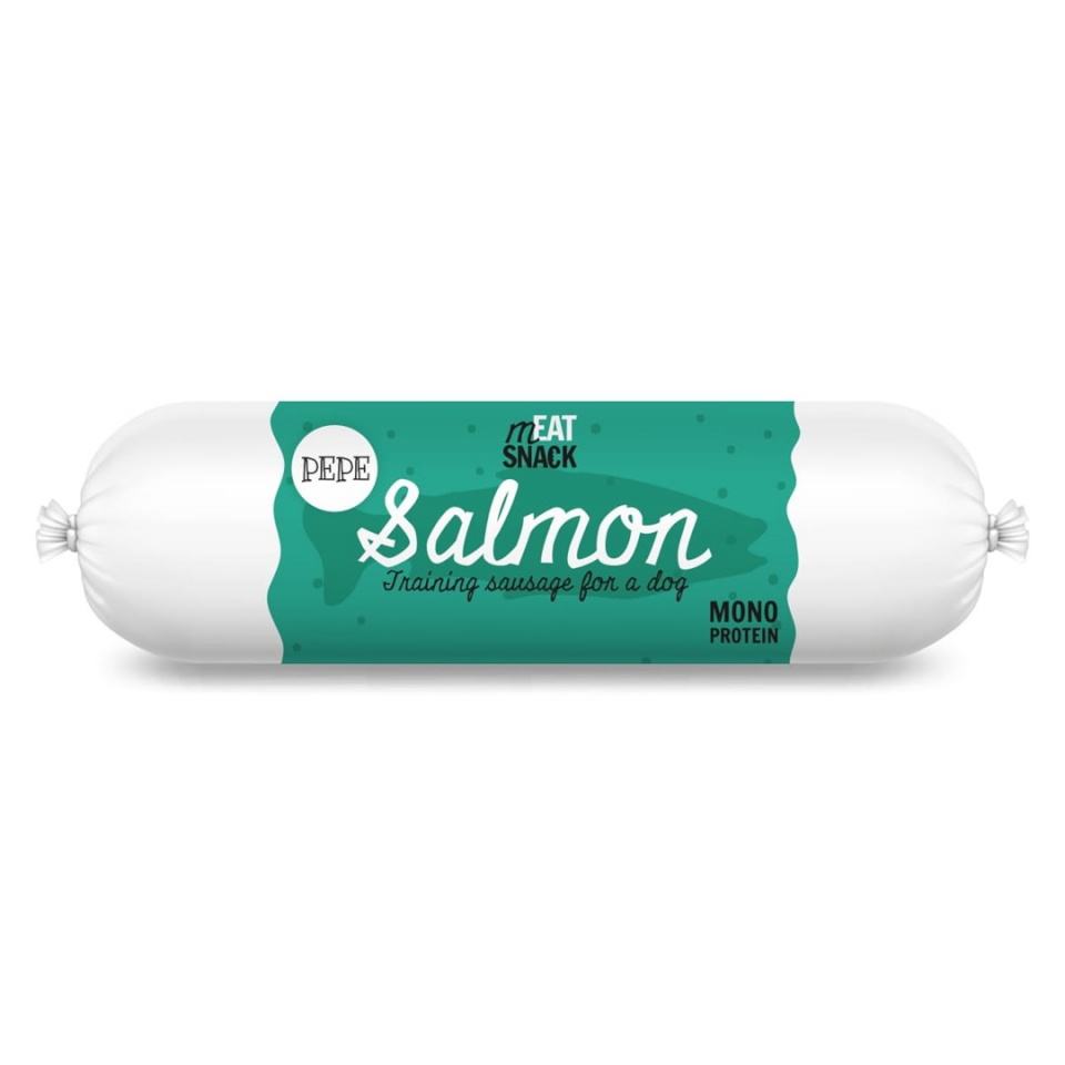 Paka Zwierzaka maius koerale Pepe Sausage Salmon, 200g