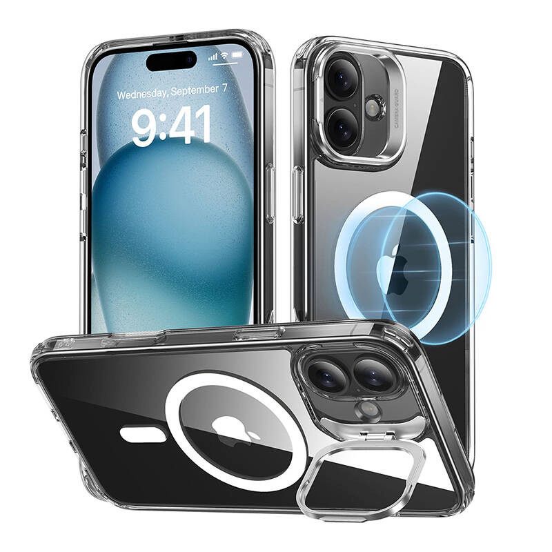 ESR kaitsekest Classic Hybrid (HaloLock) case with stand for iPhone 16 Plus (transparent)