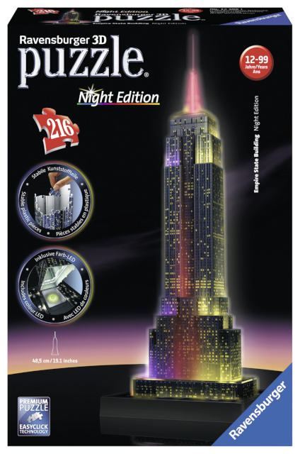 Ravensburger 3D pusle Empire State Building Night Edition 216-osaline 