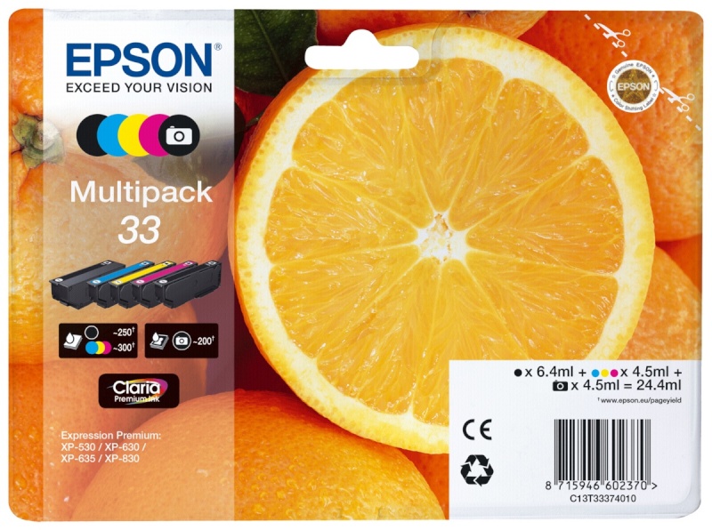 Epson tindikassett Multipack Claria Premium BK/PBK/C/M/Y 33 T 3337
