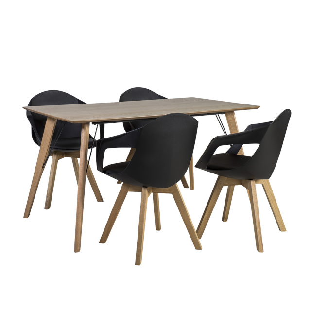 H4Y Söögilauakomplekt HELENA 4-tooliga (37035) lauaplaat: naturaalse tammespooniga MDF, viimistlus: lakitud