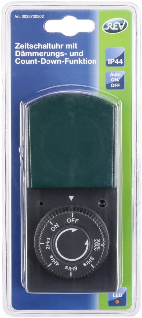 REV taimer Timer with Dawn Automatic IP44 must-roheline