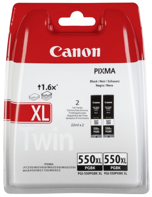 Canon tindikassett PGI-550 XL BK Twin Pack must 