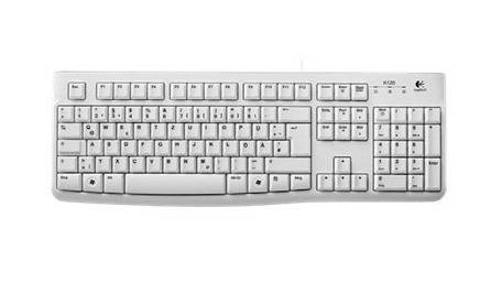Logitech klaviatuur Keyboard K120 for Business White USB, DE