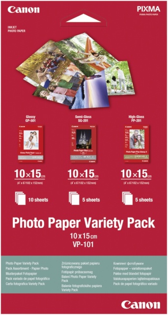 Canon fotopaber VP-101 Photo Paper Variety Pack, 10x15cm (20lk)