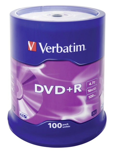 Verbatim toorikud 1x100 DVD+R 4,7GB 16x Speed, matt hõbedane