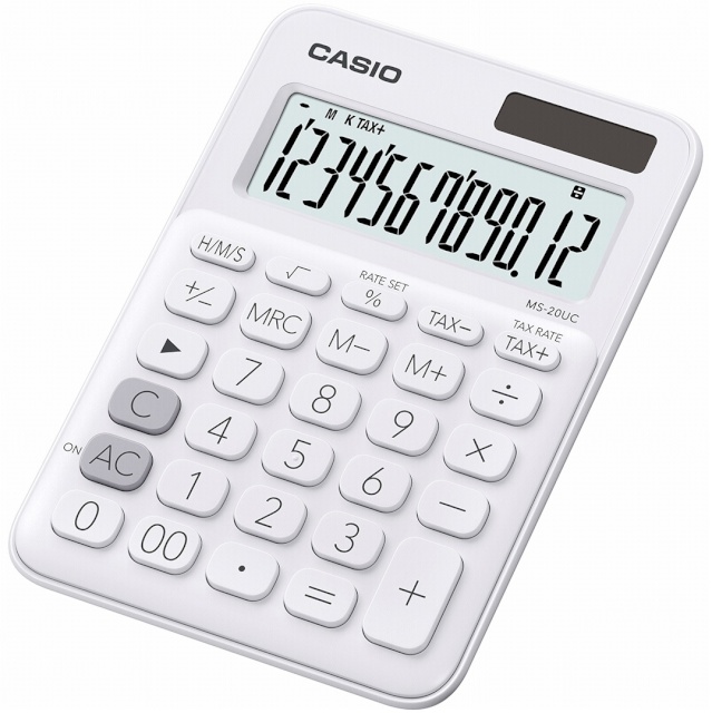 Casio kalkulaator MS-20UC-WE Compact Desktop Calculator, valge