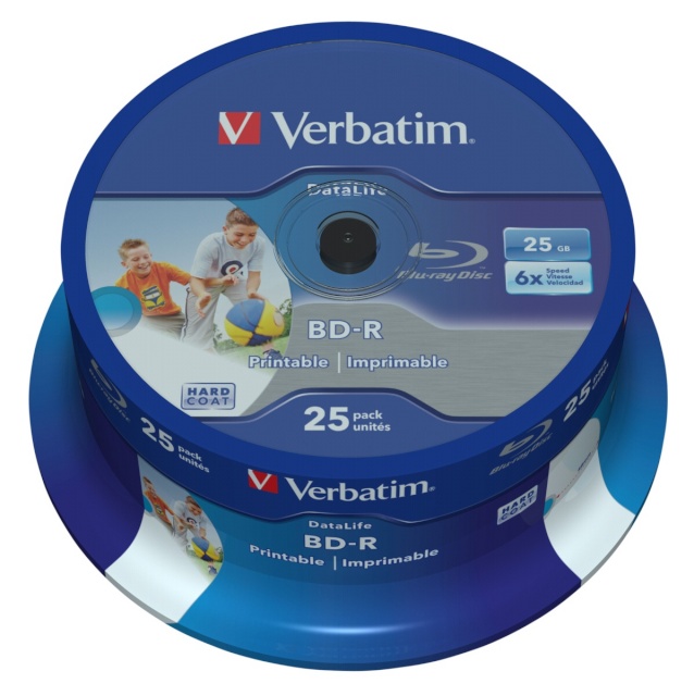 Verbatim toorikud BD-R 6x 25GB 25tk Cake Box DataLife Printable NO ID (43811)