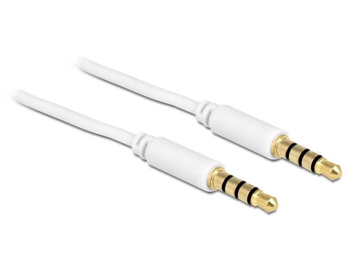 Delock kaabel Stereo Jack 3.5 mm 4 pin male > male 2 m, valge
