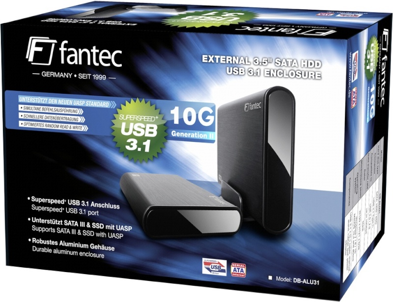 Fantec kettaboks DB-ALU31 must 3.5" SATA USB3.1 Typ-C