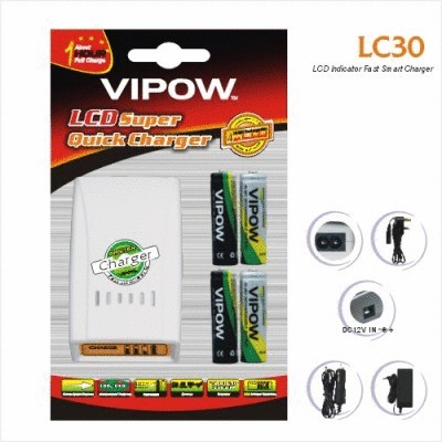 Vipow akulaadija LC30 + 4x 2500mAh AA + 12V